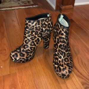 Leopard print calf hair Michael Kors boots w zip